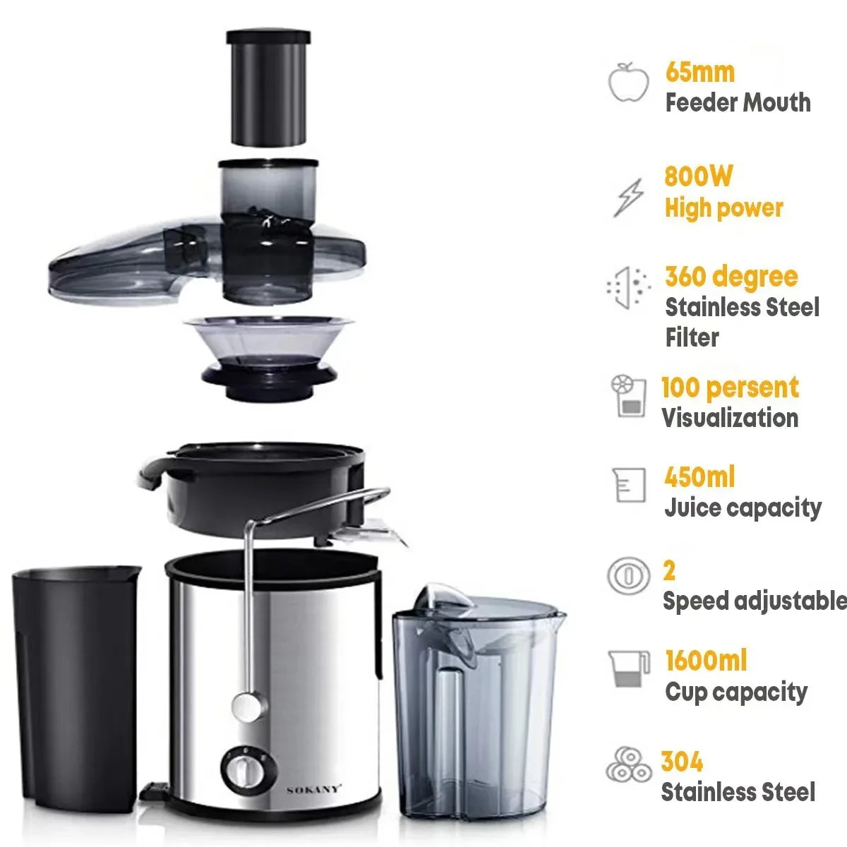 800W Multifunctional Fruit & Veg Juicer